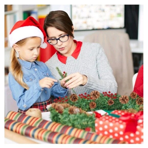 80 PCS Christmas Artificial Pine Needles Branches and Red Berry Stems with Pine - Picture 3 of 7